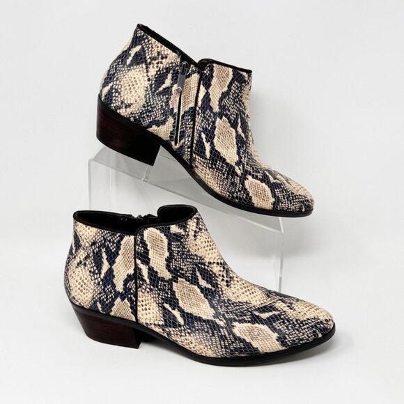 Sam Edelman Womens Reptile Print Faux Leather Side zip Bootie Size 10 - Picture 1 of 12